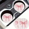 2 Or 6Pcs/Set Non-Slip Pink Bow Print Car Cup Holder Coasters Universal Fit Interior Accessories