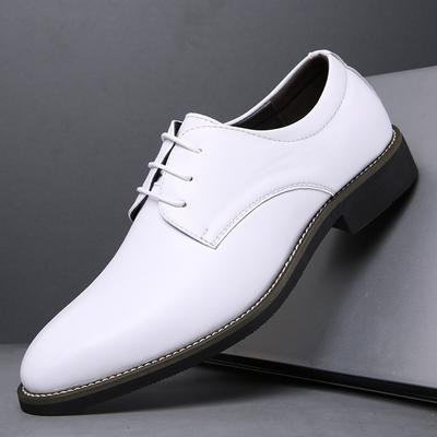 Dress Shoes Man Business Casual Men's Shoes Large Size White Leather Shoes Men's Soft Sole Non-slip and Wear Resistant Moisture