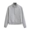 Women's Stand Up Collar Zipper Sports Casual Short Jacket Long Sleeved Cardigan Jacket