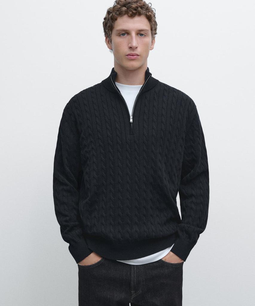 Masimodutti Zipper Detail Turtleneck Knit Sweater