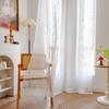 Finished Curtains Tufted Pure White Living Room Bay Window No Punching Through Rod Curtain Chic Gauze Curtain