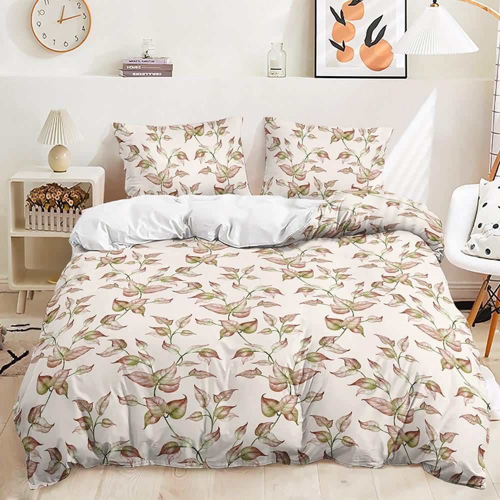 Bed Three-Piece Plant Floral Kit Pastoral Quilt Cover Two-Piece Bedroom