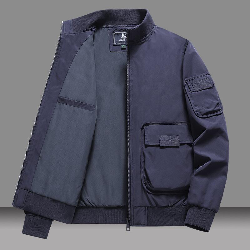 Flygdräkt Herrjacka Bomullsfodrad Kappa Höst och Vinter Amerikansk Retro Lös Ledig Medelålders och Äldre Ledig Jacka Bomullsfodrad Jacka