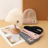 Korean Style Autumn and Winter Label Bear Woolen Hat for Women with Velvet and Thickening To Keep Warm Fashionable Knitted Hat Cold Hat