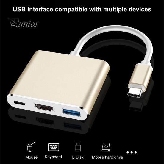 

Кабель-переходник Высокоскоростная передача данных Высокое разрешение Plug Play USB3.1 Type-C на USB3.0 HDMI-совместимый Type-C Высокочеткий адаптерный шнур для ноутбука серебряный