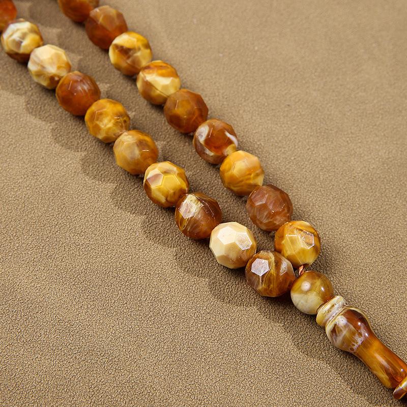 Handmade Middle Eastern 33-Bead Tasbih: Polygon Prayer Beads Jewelry