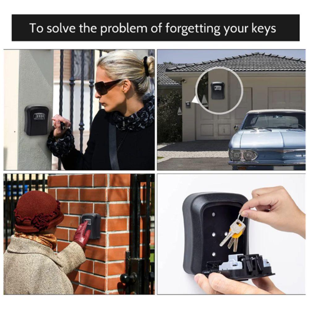 4 Digit Combination Key Storage Box Password Security Code Waterproof Design Secret Box Zinc Alloy Material Metal Construction