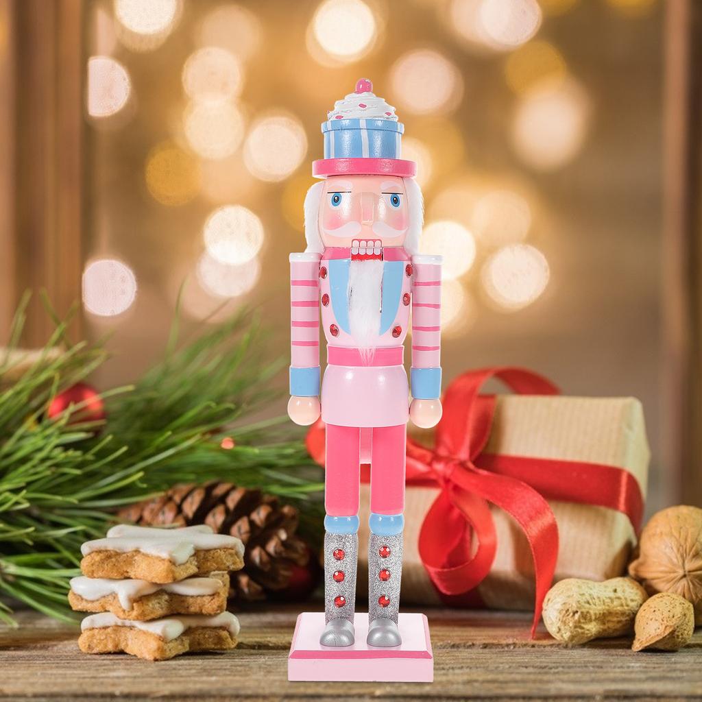 Nussknacker Soldat Weihnachten Desktop Nussknacker Figuren Rosa Süßigkeiten Spielzeug Dekorationen Weihnachten Holzhandwerk Mädchen Kind Kranz