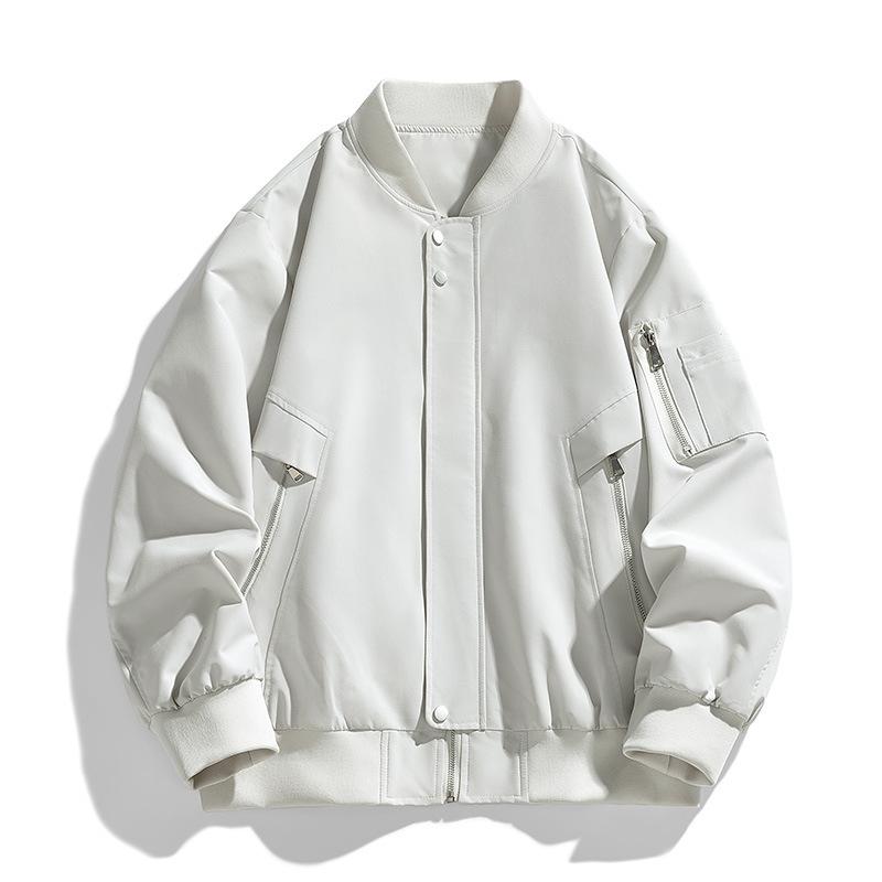 

Модная корейская версия простой городской повседневной куртки для поездок на работу, осенняя новая мужская куртка с бейсбольным воротником L слоновая кость