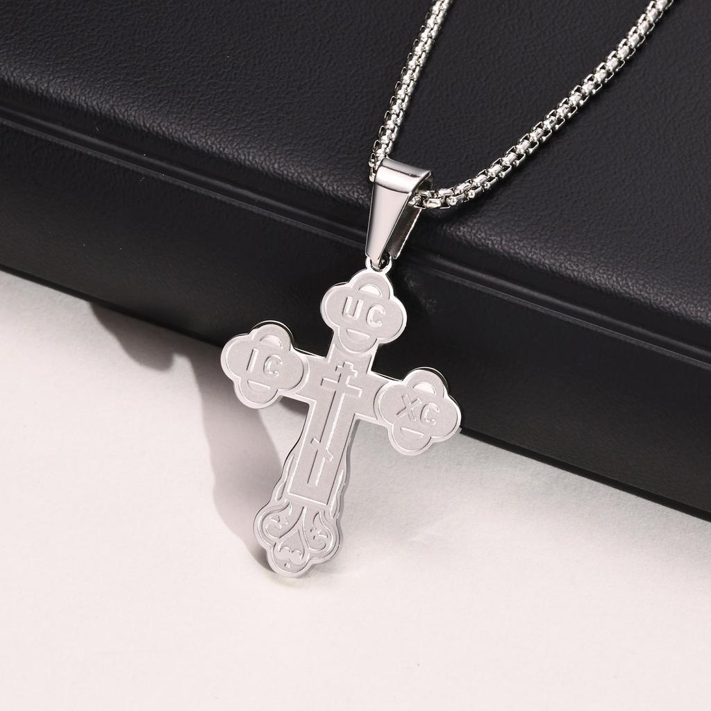 Orthodox Crucifix Cross Necklaces for Men Jewelry, Russian Eastern St. Nicholas Pendant Religious Prayer Gifts