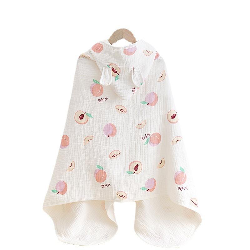 Children's Hooded Cotton Gauze Cape Bath Towel Infant Cartoon Cape Baby Cape Can Wear Bath Towel
