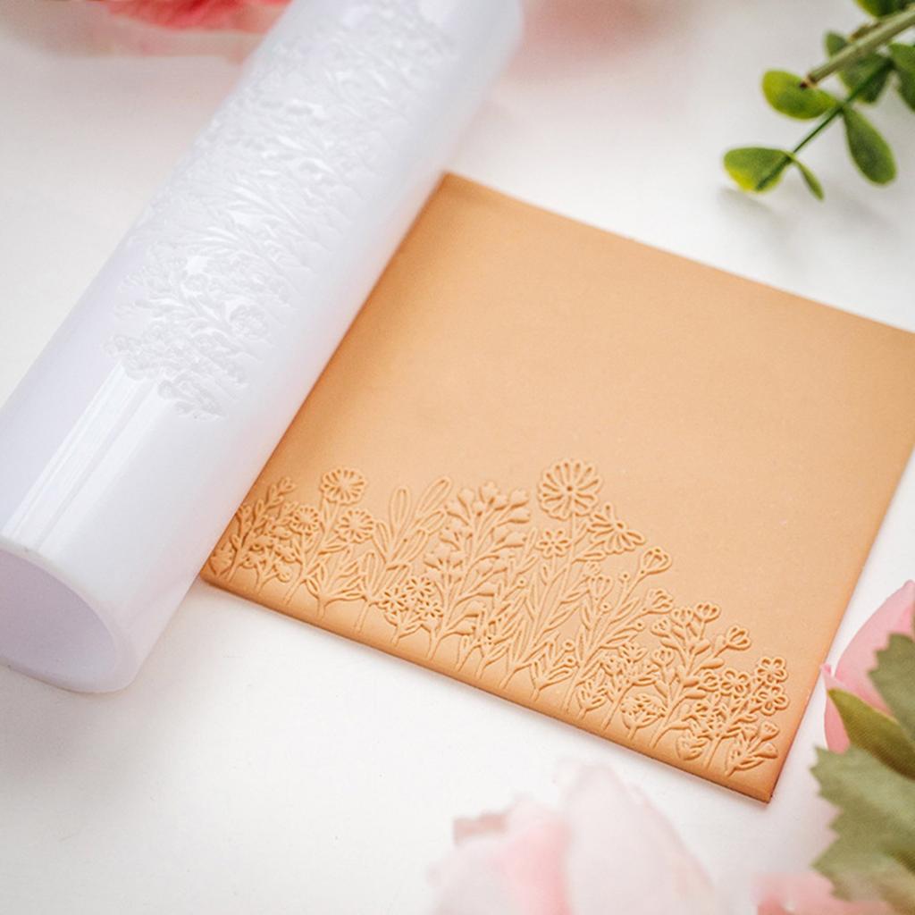 Acrylic Clay Roller For Earring Making With Floral Patterns And Easy Grip Handle Cowhides Texture Mold Pottery Tool