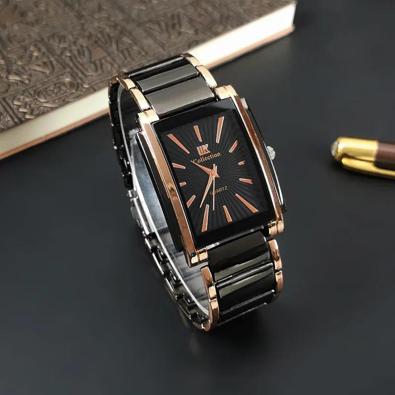New Quartz Watches Man Fashion Luxury Business Rectangle Wristwatches Black Gold Couple Watch Gifts Reloj Hombre Montre Homme
