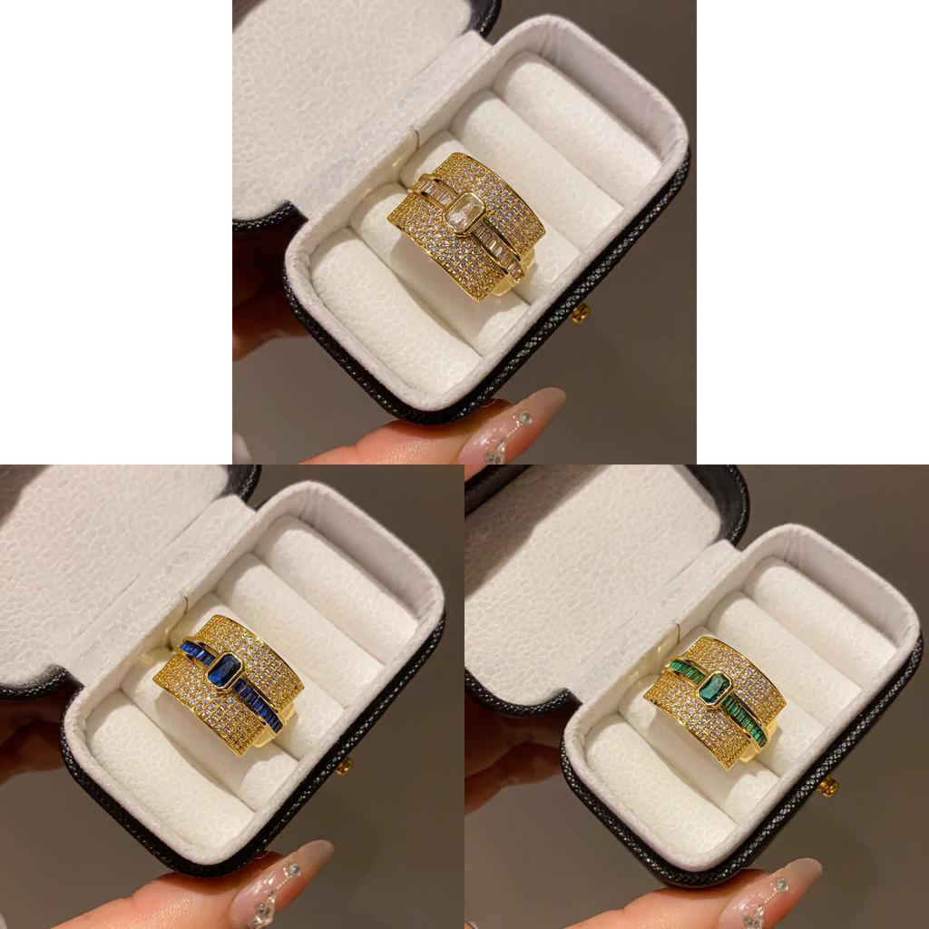 Retro Artistic Copper Ring With Zircon Stones For Womens Fashion Jewelry