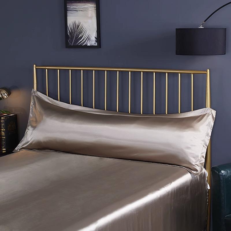 New Summer Washed Silk Long Pillowcase Double Pillowcase Couple 1.2 Meters 1.5m Long Ice Silk Pillowcase Without Sheets