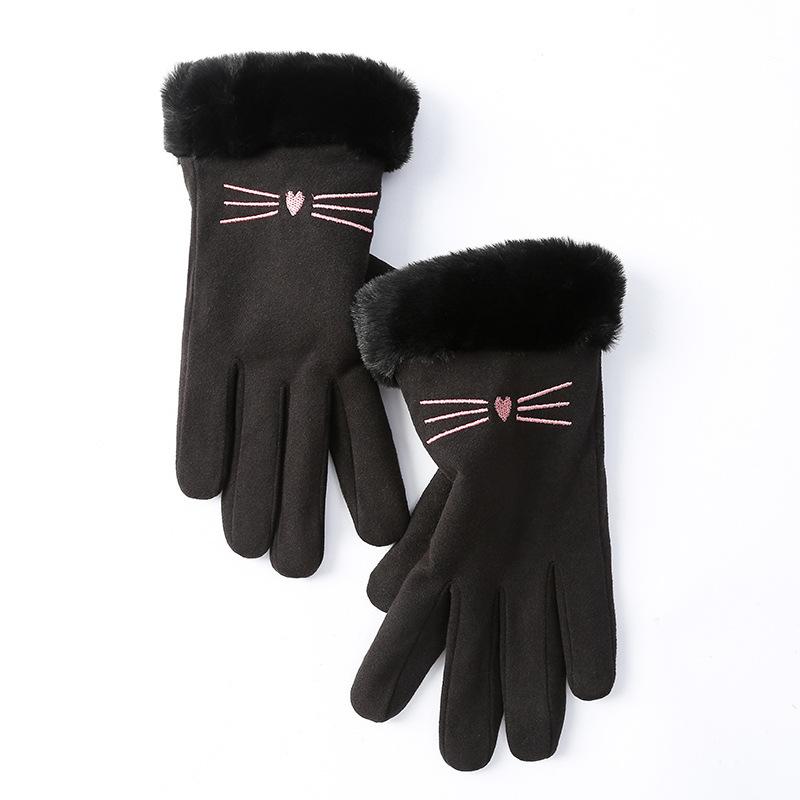 Autumn and Winter Warm Gloves for Women with Thickened Fleece Edges Outdoor Cycling and Driving Sports Touch Screen Fleece Gloves