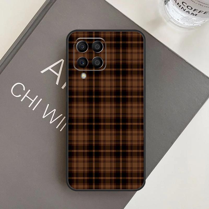 Brown Plaid Case For Samsung Galaxy M11 M21 M31 M20 M23 M54 M14 M34 M13 M52 M32 M12 M16 M36 M56 M15 M55