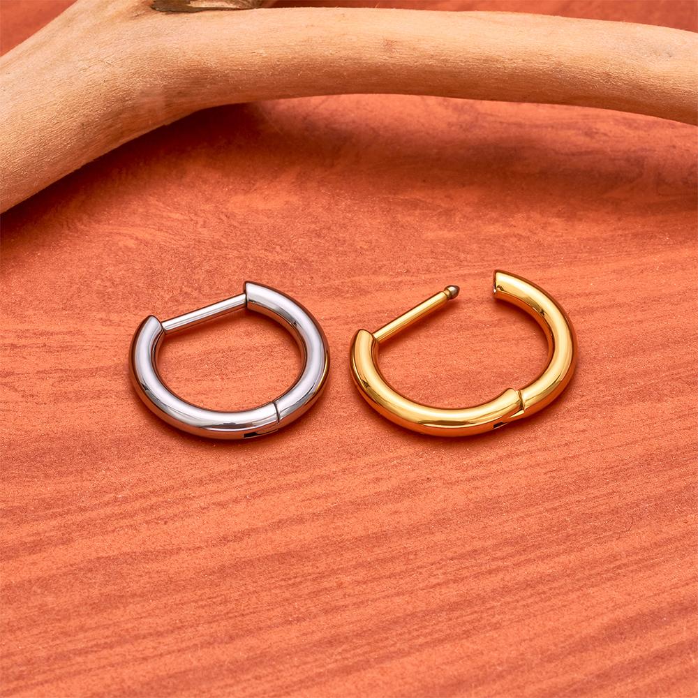 G23 Titanium Piercing 16G/18G 8/10/12mm Nose Ring D Shape Segment Ring Clicke Cartilage Tragus Helix Lip Piercing Body Jewelry