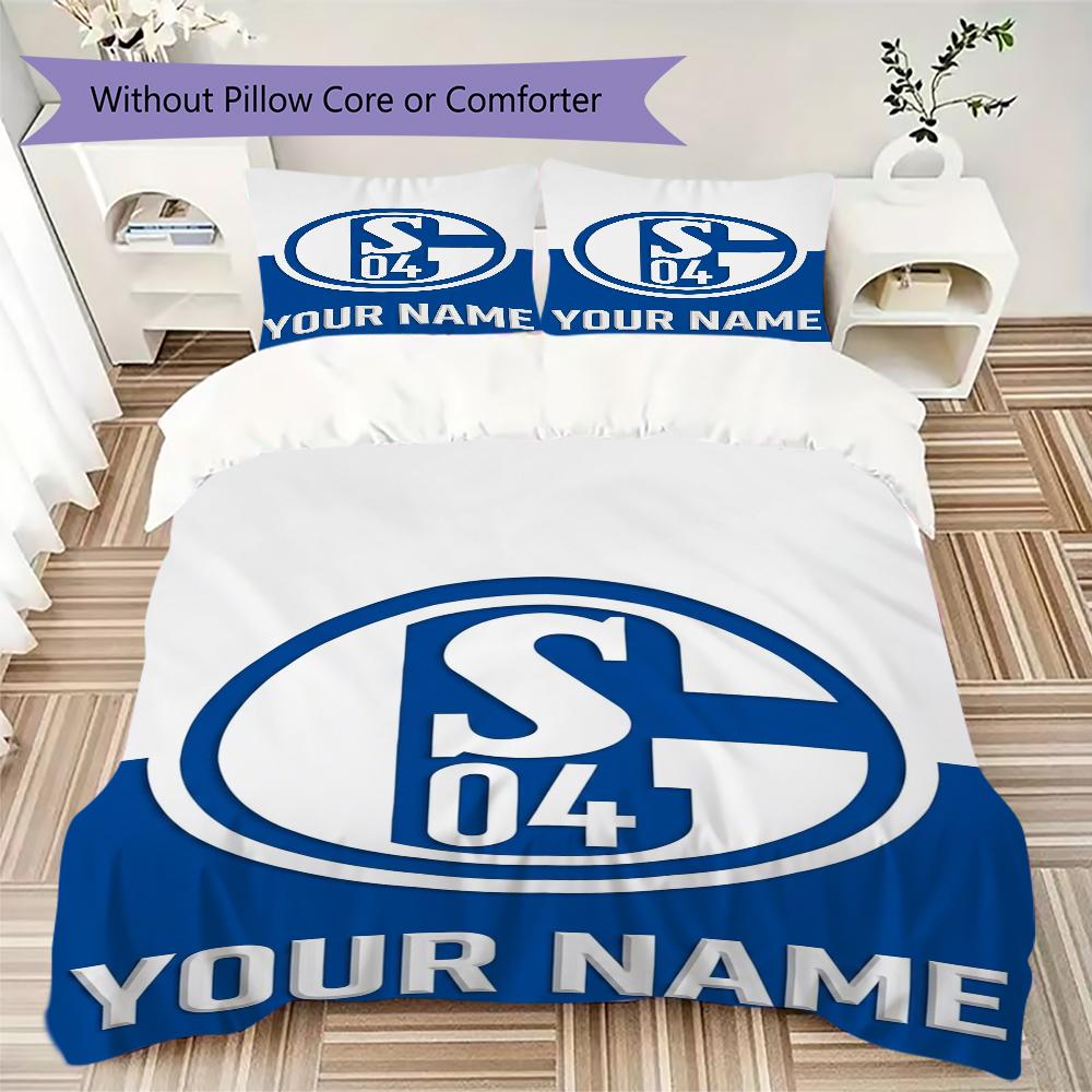 Biancheria da letto FC Schalke 04 con nome personalizzato, Set piumone Copripiumino Federa Regalo di compleanno per la casa(1 * copripiumino + 2 * federa, senza nucleo)_xia