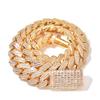 New Two-Row Ladder Zircon Gold Cuban Chain Necklace - Versatile and Fashionable Design
