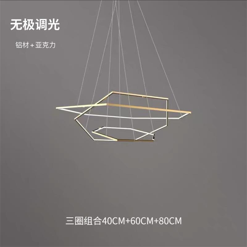 Minimalist Light Luxury Living Room Chandelier Villa Duplex Building Pendant Lamp LED Restaurant Stainless Steel Hanging Fixture