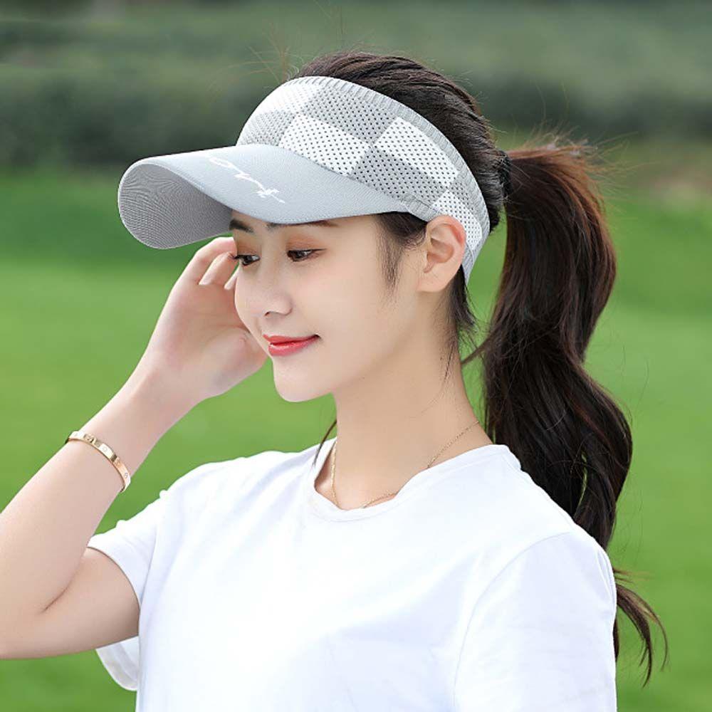 Summer Simple Checkerboard Plaid Letter Hollow Sun Hat Sun Cap Baseball Cap Empty Top Hat