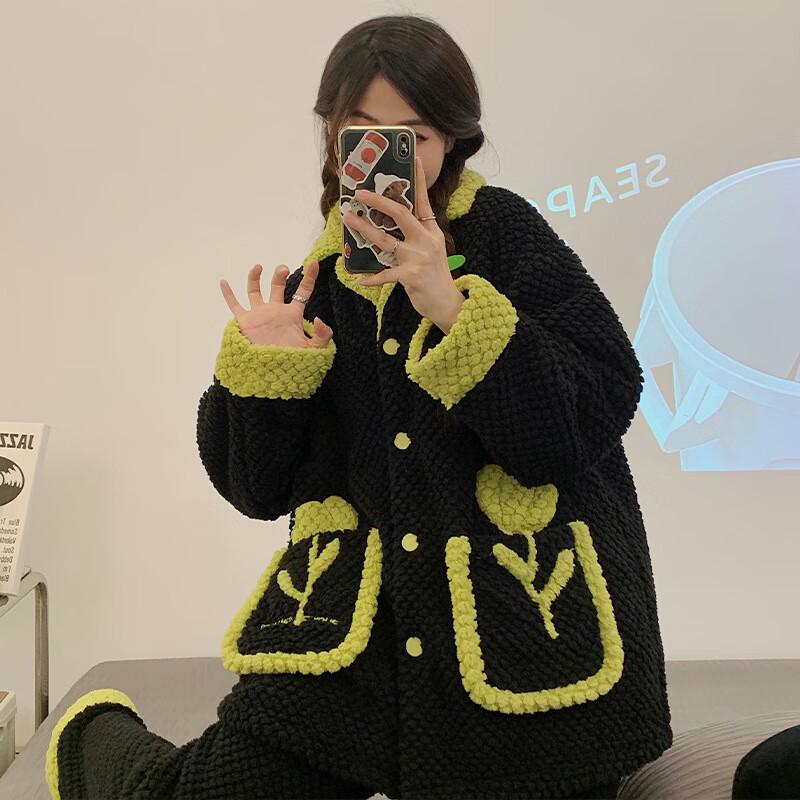 

Qiaomeiren Зимний плюшевый теплый пижамный комплект