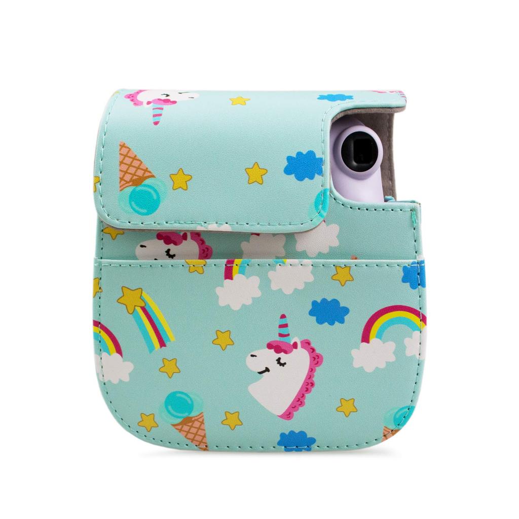 Kinokoo Instax Fujifilm Instax Mini11 Case Instax Mini11 Camera Case Instax Protective Case with Shoulder Strap PU Leather Case, (blue Unicorn)