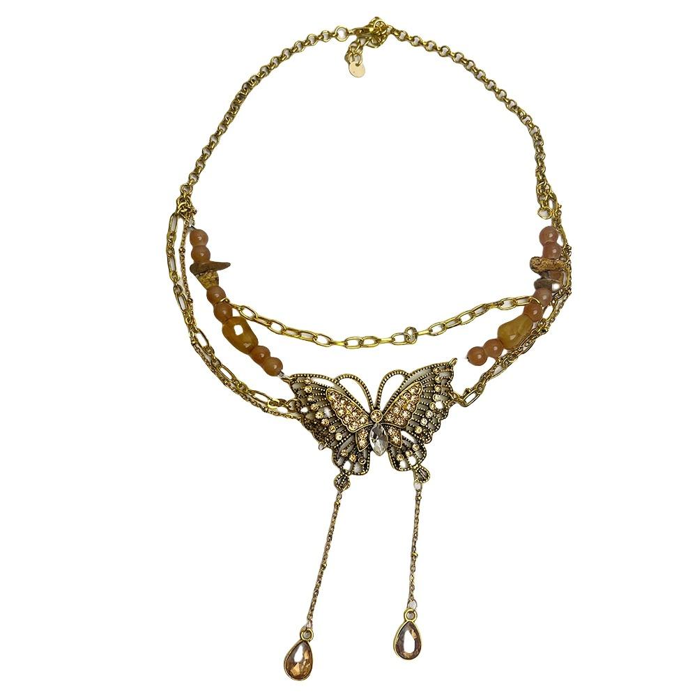 

Vintge Butterfly Choker Metal Multilayer Necklace INS Collarbone Chain Music Festival Butterfly