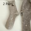 2 Pairs of Velvet Multicolored Button Wool Socks, Mid-calf Socks, Solid Color Thickened Warm and Versatile Pile Socks