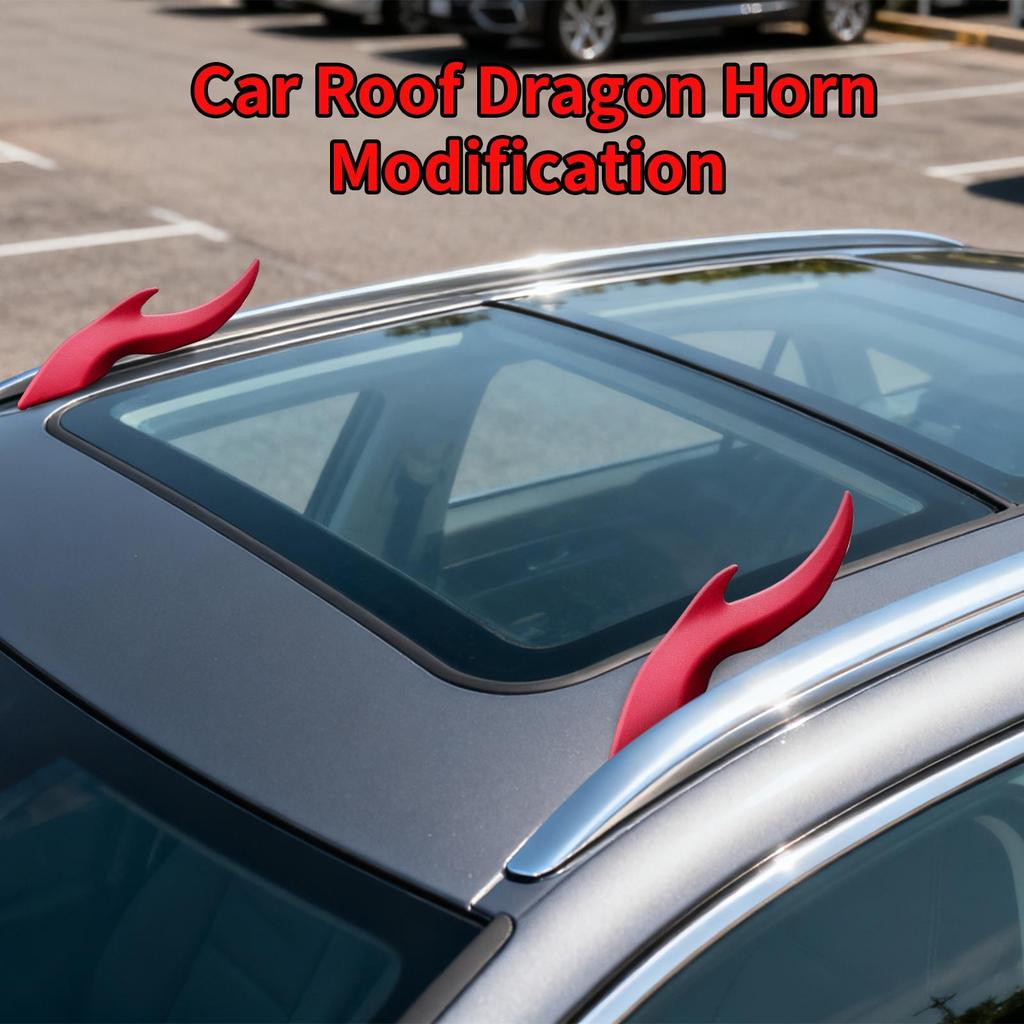 Car Dragon Horns Decoration 2 Pieces Car Decorations Exterior No-Drill Modification Attachment 3D for Bike Motorcycle Truck Atv