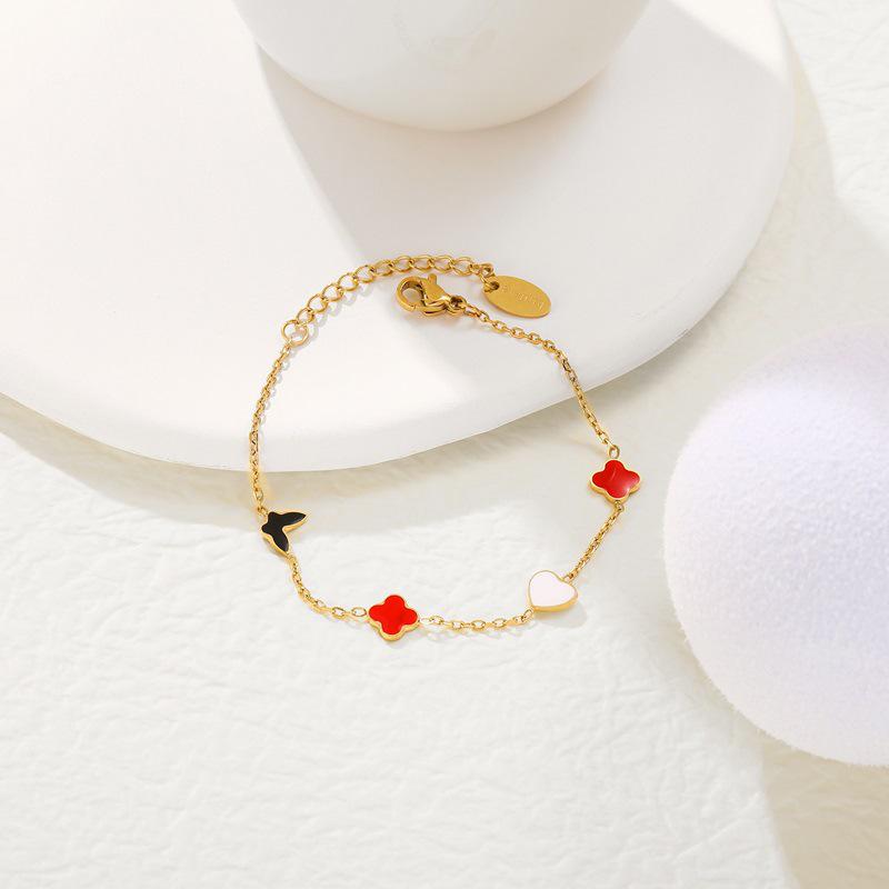 Schmetterling Herz Kleeblatt Titanstahl Armband - Modischer Leichter Luxus Schmuck