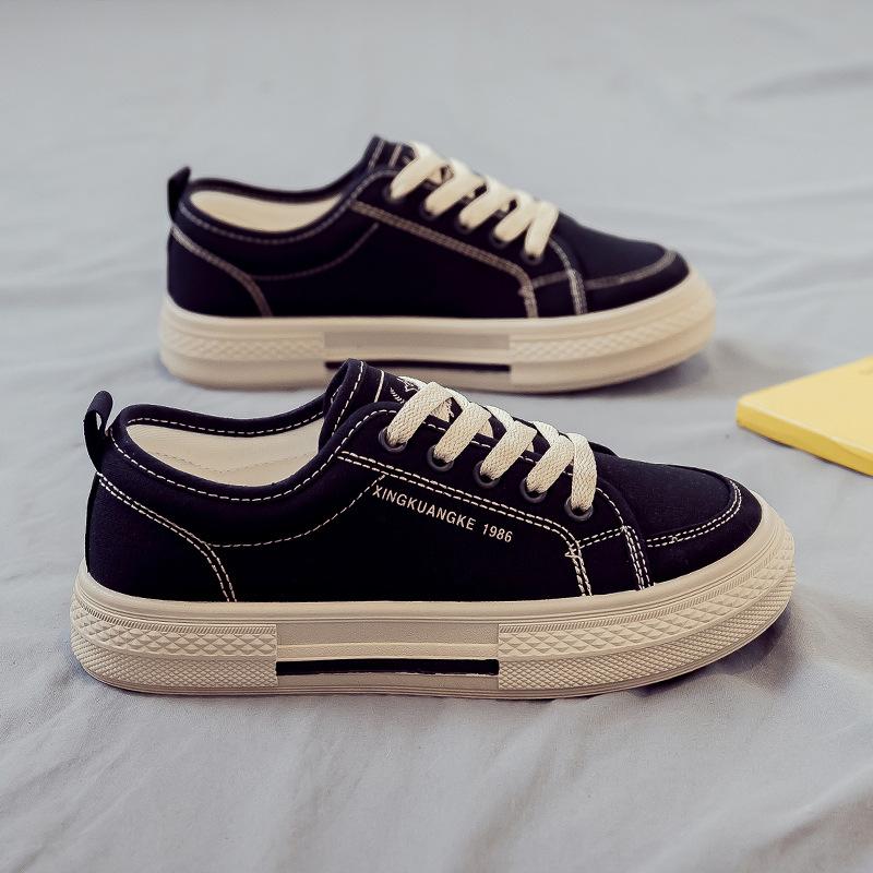 Spring and autumn new canvas shoes women's versatile flat-soled white shoes breathable student cloth shoes women's shoes autumn models