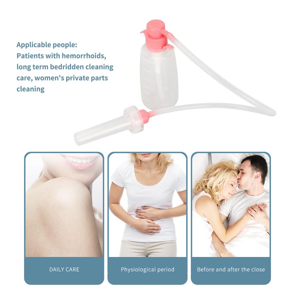 Vaginal Douche Cleaner Reusable Manual Pressure Clean Female Vaginal Cleaner for Daily Care 350ml Pink