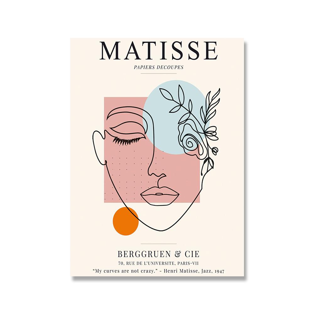 

Выставочные постеры Матисса, французские настенные художественные принты, абстрактная линия, холст, живопись, женские настенные панно для декора гостиной 21x30cm No Framed белый