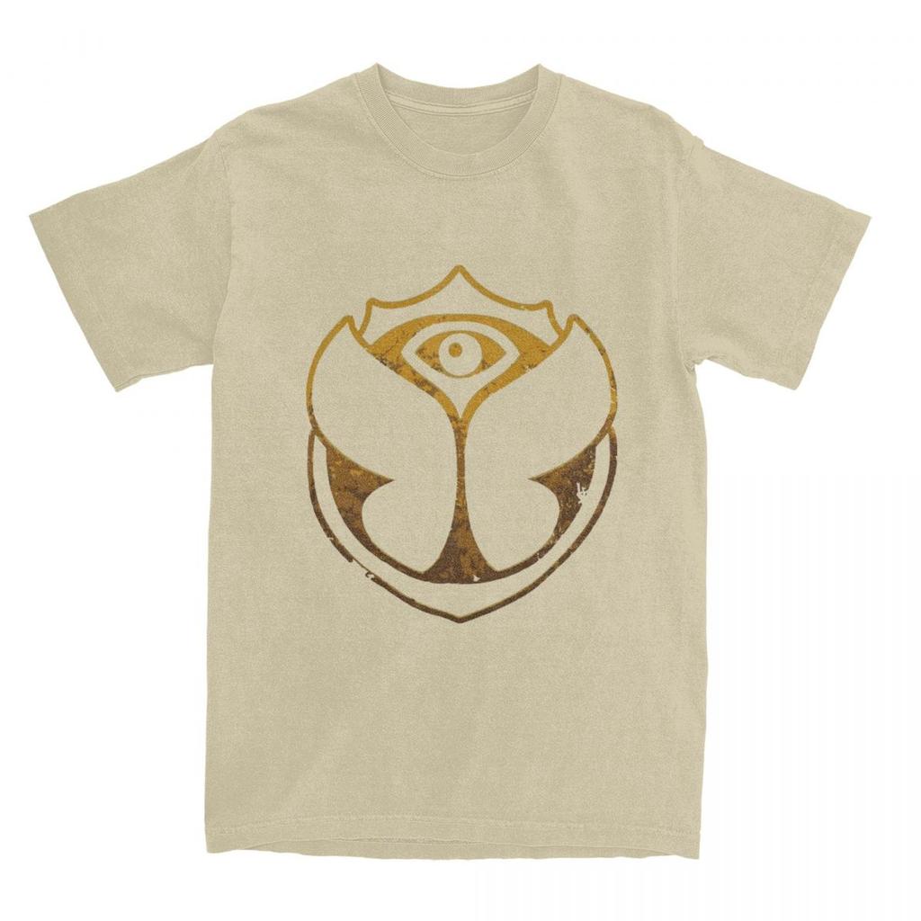 Koszulka TomorrowLand Festiwal Muzyki Elektronicznej 100% Bawełniane Koszulki Koszulka ze Złotym Logo dla Mężczyzn Koszulka na Plaży Y2K z Krótkim Rękawem