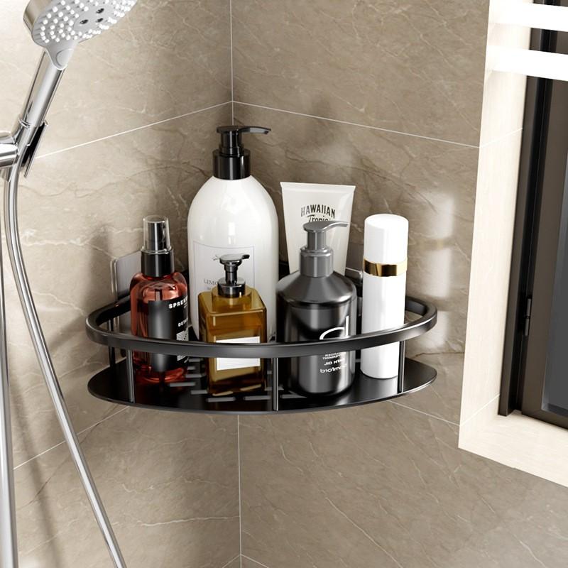 Corner Bathroom Shelf, 2 Pieces - Black