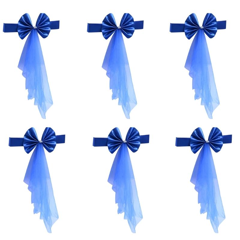 6 ks strečových spandexových šerp na židle, mašle, elastický pás na židli pro svatební dekorace