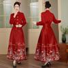 2024 Autumn/Winter Red Horseface Skirt Cheongsam Bridal Toasting Dress - Chinese Style Wedding & Engagement Outfit for Women