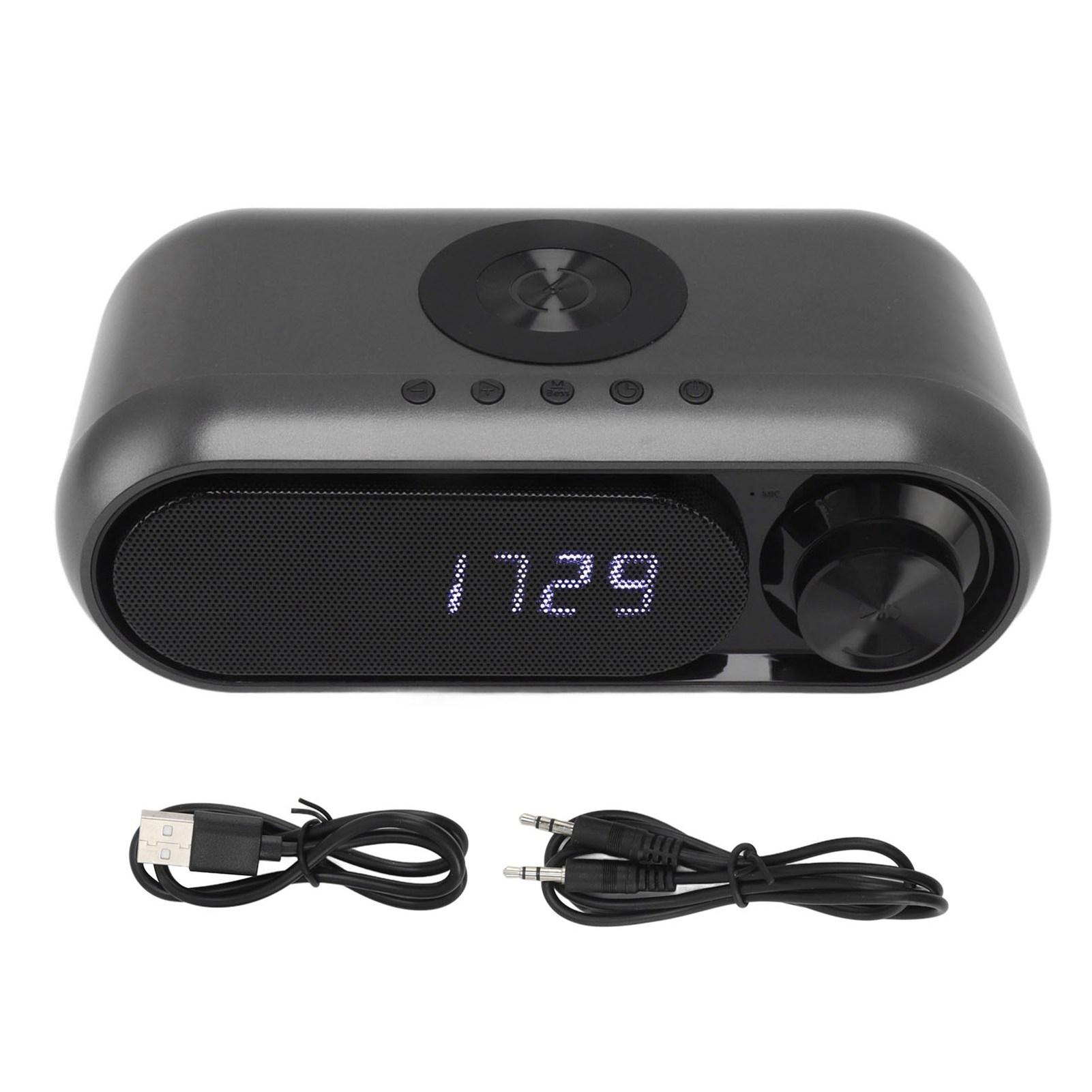 

Alarm Clock Radio with Wireless Charging Bluetooth Speaker LED Digital Alarm Clock FM Radio