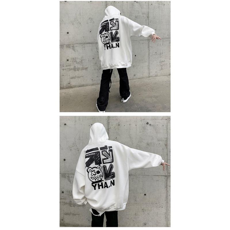 Men's Oversized Graphic Hoodie Hip Hop Style Long Sleeve Pullover Sweatshirt