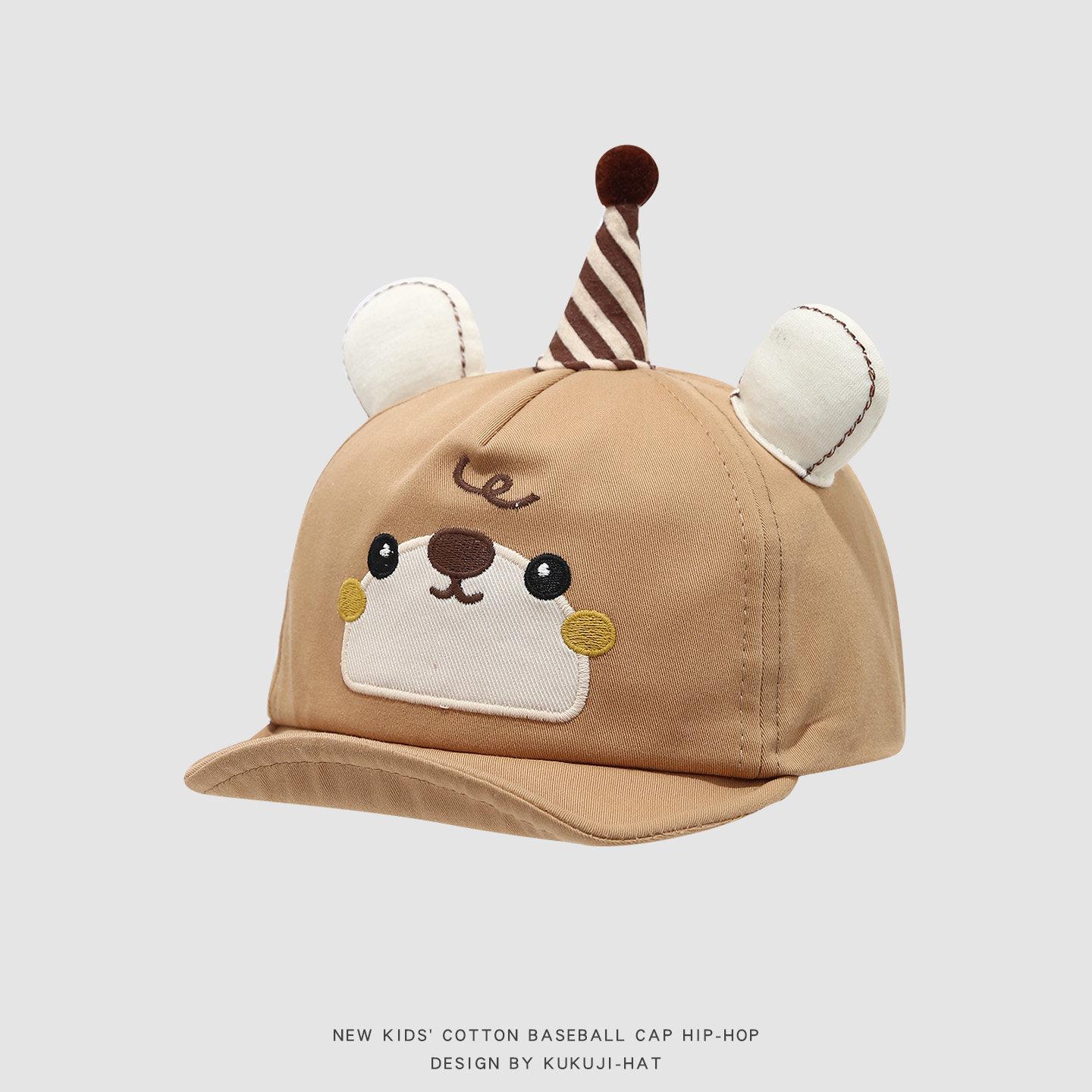 

Unisex Baby Duckbill Hat: Cute Little Bear Design, Soft Brim, Sun-Protective, Wool, Perfect for Spring & Autumn Hat circumference 44-48cm хакі