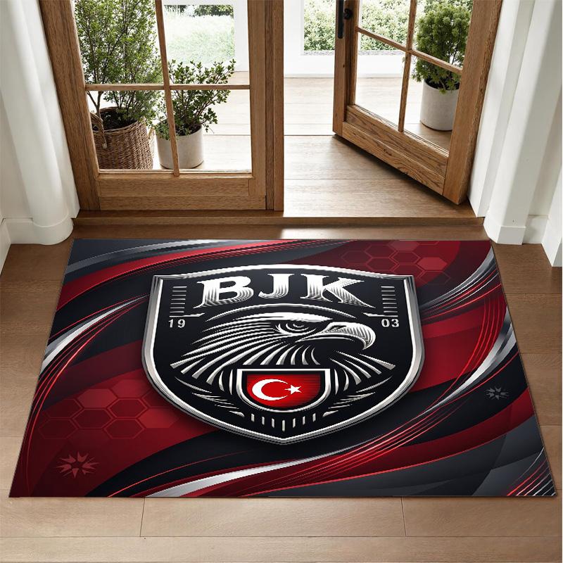 Beşiktaş FC dizaino kristalinio veliūro kilimas, minkštas dekoratyvinis kilimėlis miegamojo įėjimui