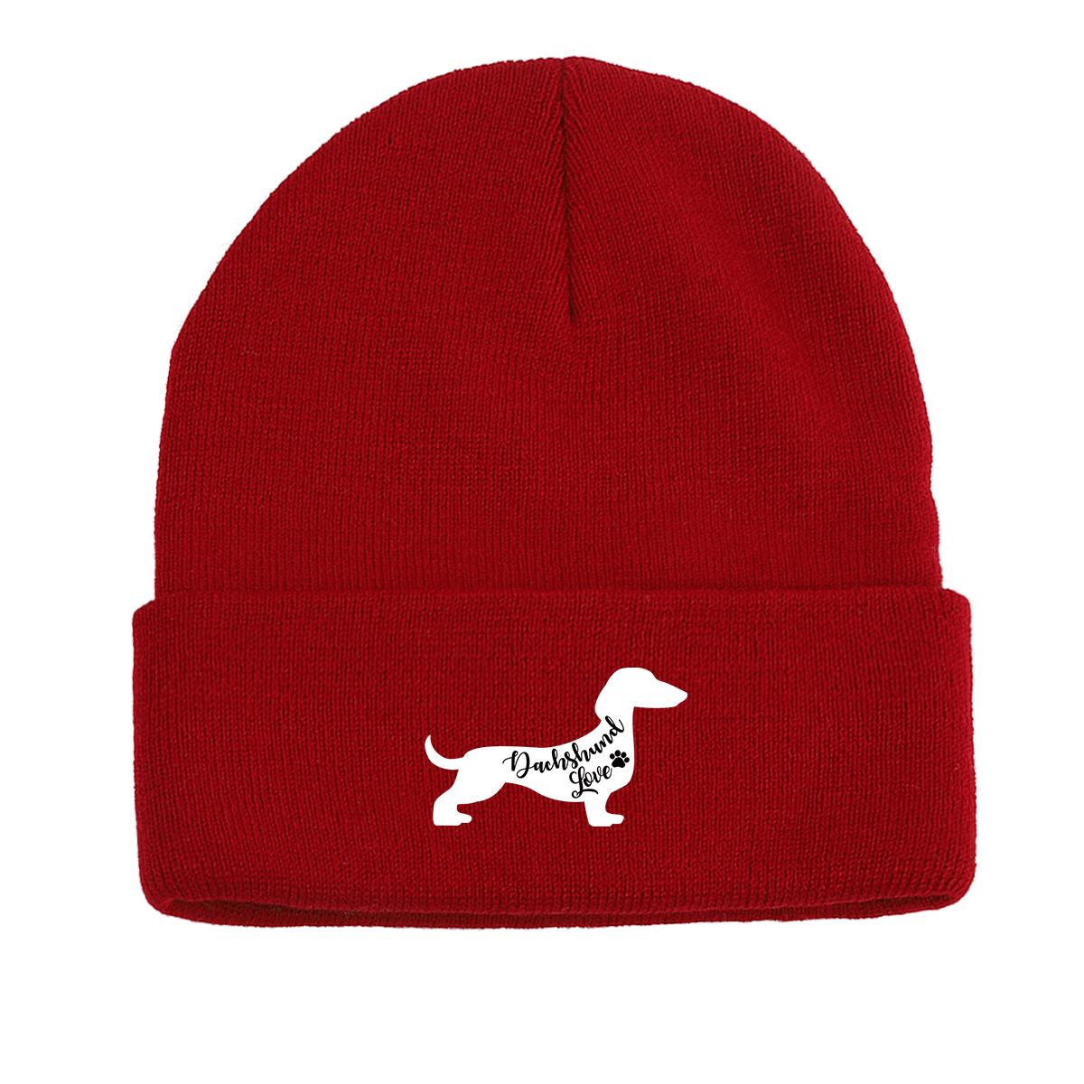 

Вязаная шапка с принтом собаки таксы, шапка-бини с изображением животных, ветрозащитные мешковатые модные шапки с помпоном, вязаная шапка, шапка-бини as the picture вино красного