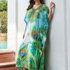 Women's Fashion Vacation Summer Spring Peacock Pattern Print 1/2 Sleeves V-Neck Casual Dresses