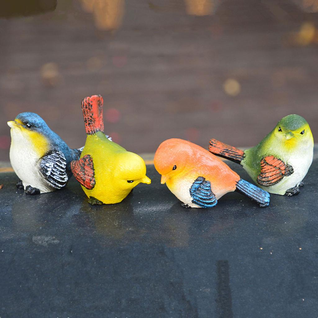 4Pcs Miniature Bird Decorative Figurines Garden Ornaments for Landscape Garden