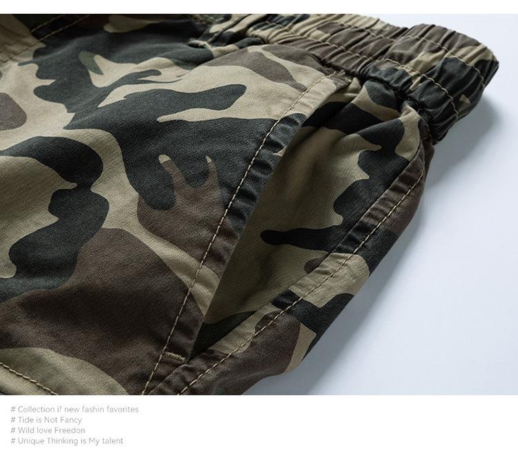 Men's Summer Camouflage Multi-Pocket Retro Workwear Shorts A079