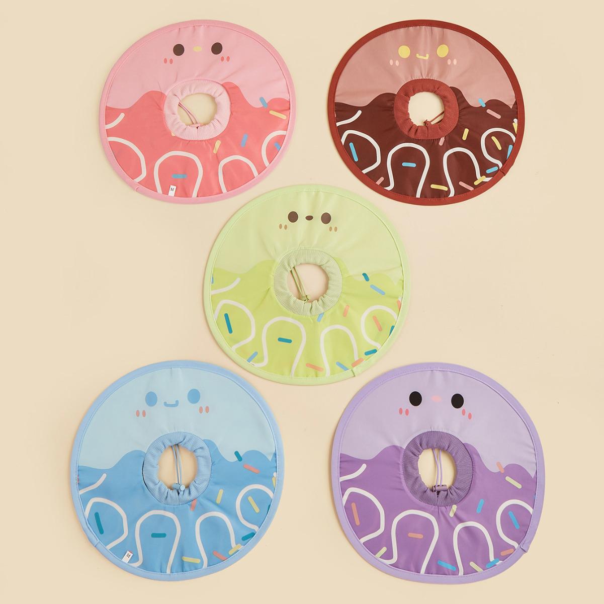 

Summer Lightweight Waterproof Elizabethan Anti-Lick Pet Collar for Post-Sterilization Protection Blue Donut