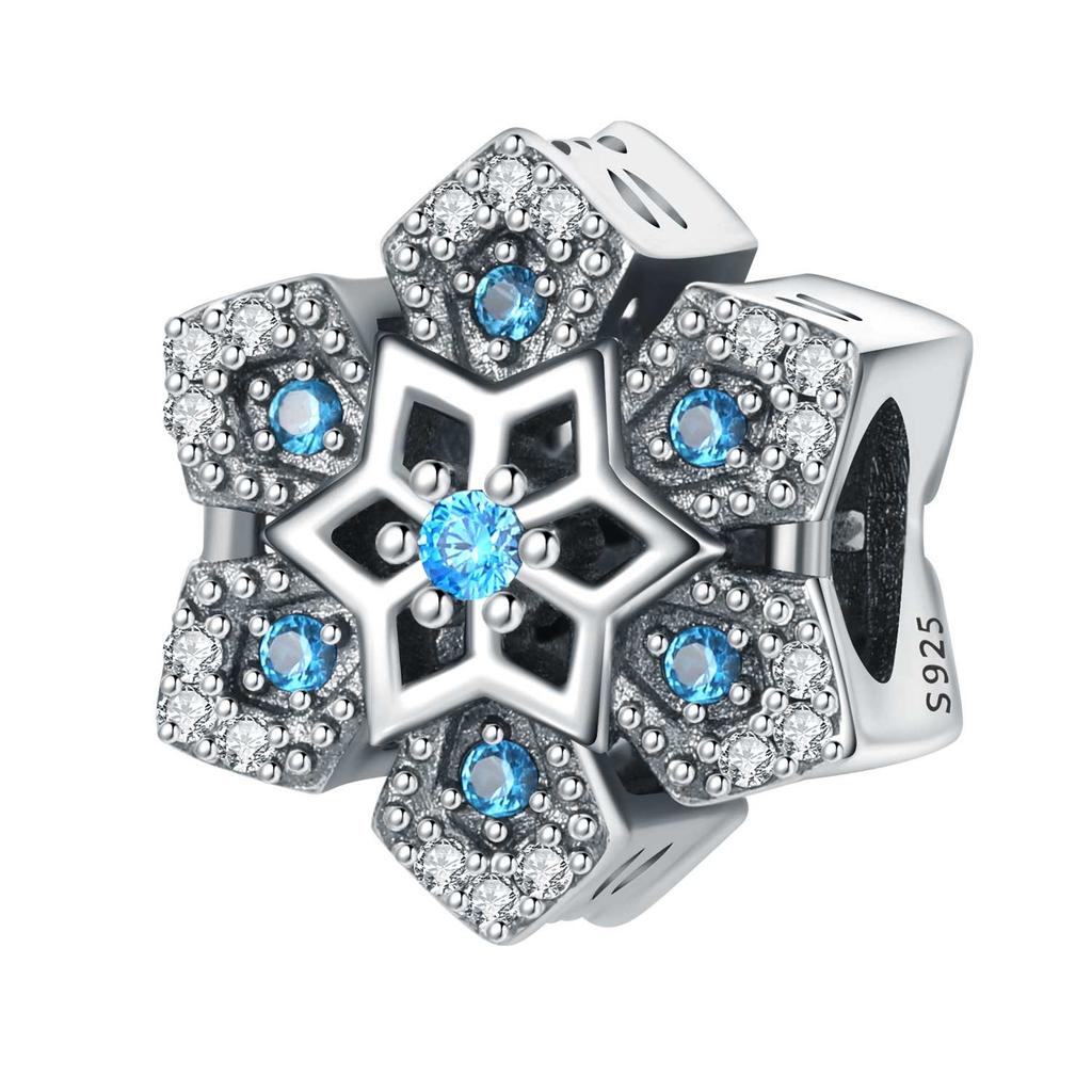925 Silver Winter Snowflake Christmas Pendants Bracelet Charms Fit Women Jewelry Party Beads DIY Fine Gifts Accessories