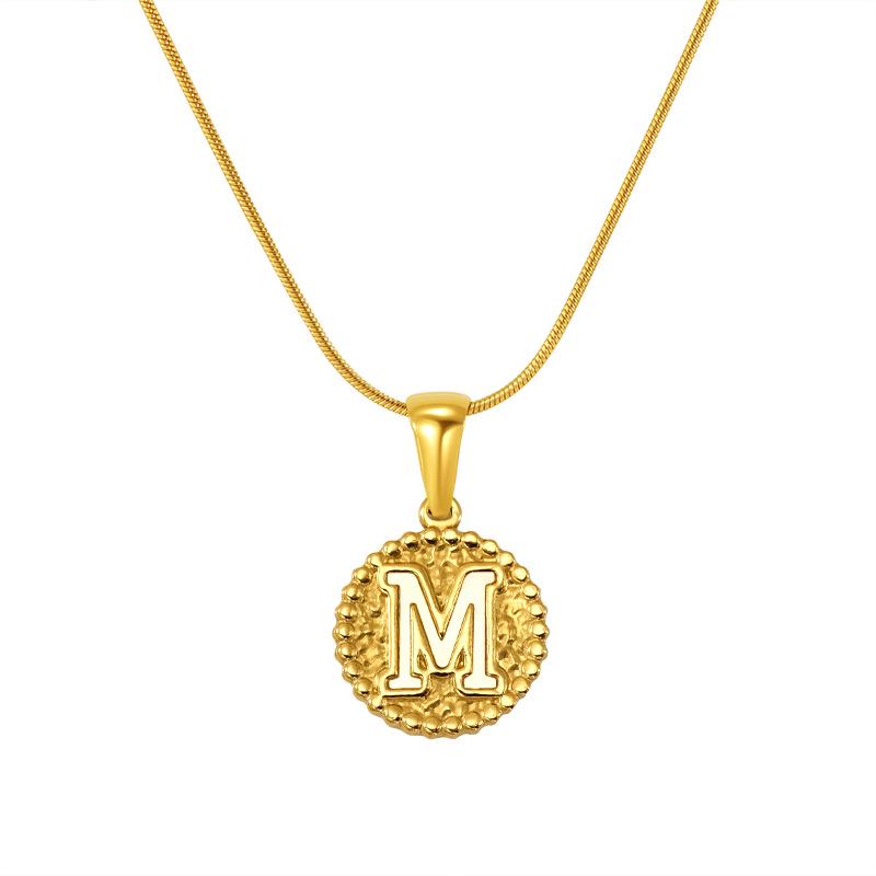 European and American Stainless Steel Letter Necklace for Women - Versatile Titanium Steel Hammered Pendant Jewelry Fashion